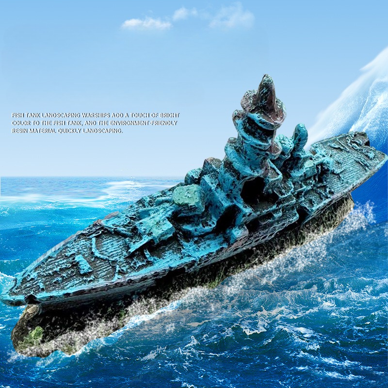 Resin Damaged Navy War Boat Sh - огляд і ціна Aquarium Marineland